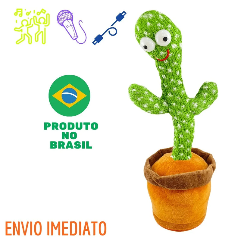 Cacto Dançante e Falante Interativo Recarregável – Diversão Garantida para Todas as Idades! 🌵🎶