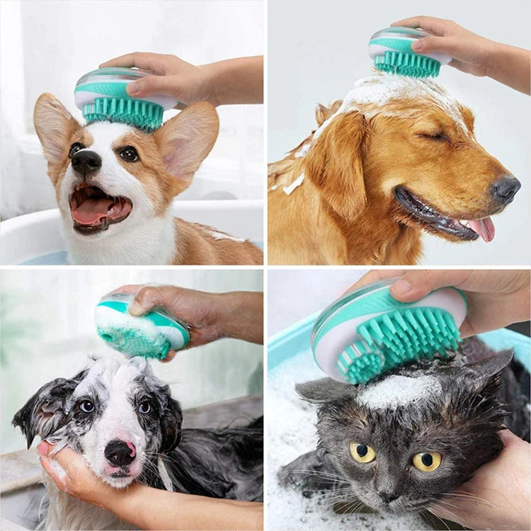 Pet Dog Cat Bath Brush 2-in-1 Pet SPA Massage Comb Soft Silicone Pet Shower Hair Grooming Cmob Dog Cleaning Tool Pet Supplies