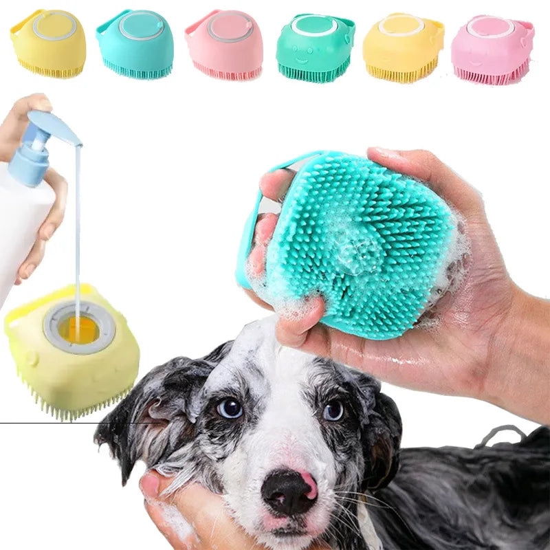 Escova de Silicone para Banho e Massagem – Ideal para Cães e Gatos! 🐶🐱